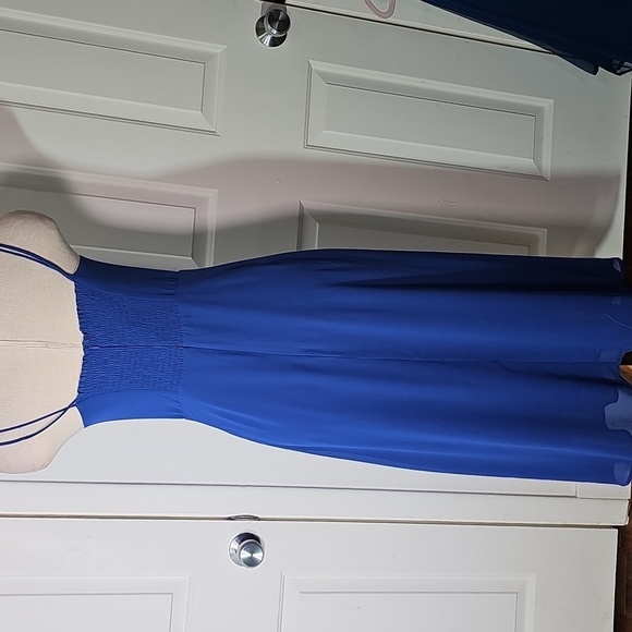 Designer AQUA from BLOOMINGDALES Cobalt Blue Evening, High Slit. Bustier Meduim. - Picture 8 of 10